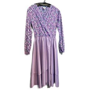 Vintage 70s/80s Purple Lace & Satin Xanadu Dress